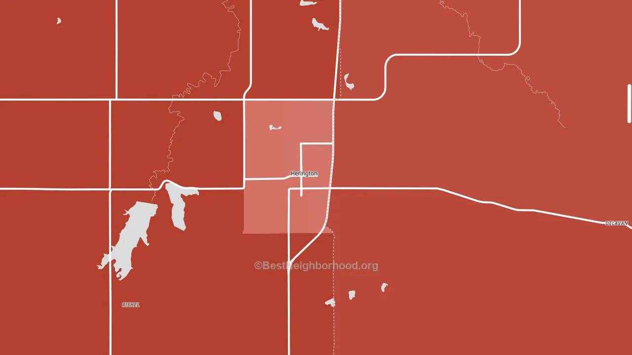 Herington, KS block-group political-lean map
