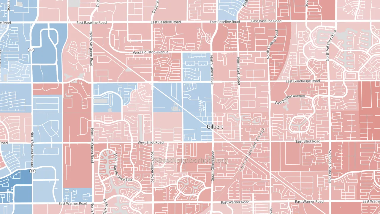Heritage District, Gilbert, AZ block-group political-lean map