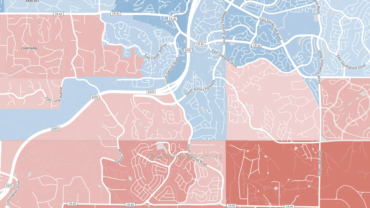 Heritage Eagle Bend, Aurora, CO block-group political-lean map