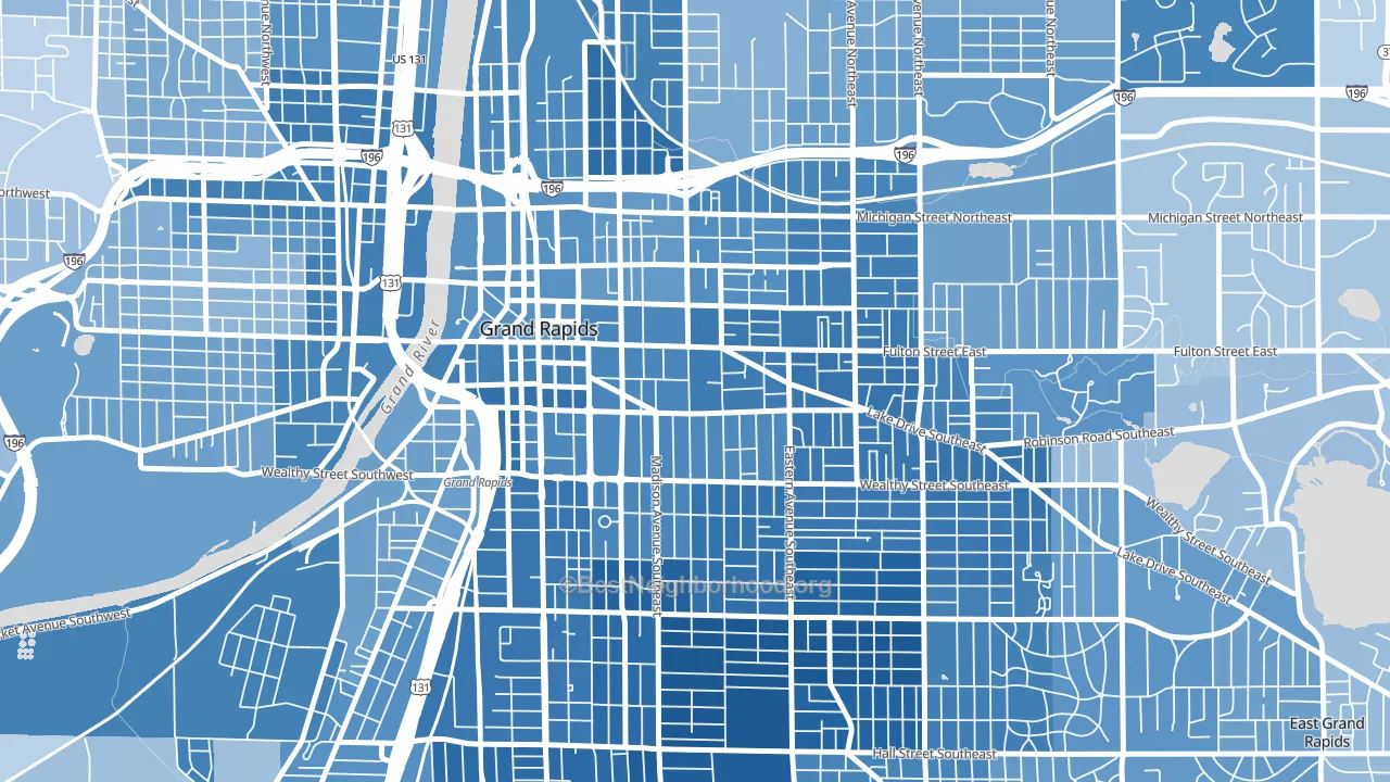 Heritage Hill, Grand Rapids, MI block-group political-lean map