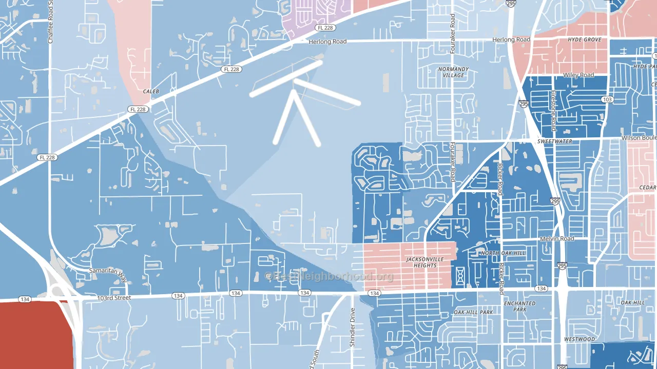 Herlong, Jacksonville, FL block-group political-lean map