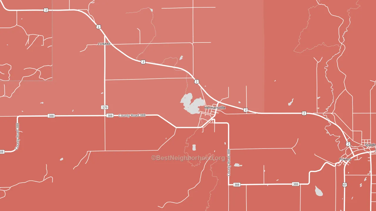 Hermansville, MI block-group political-lean map