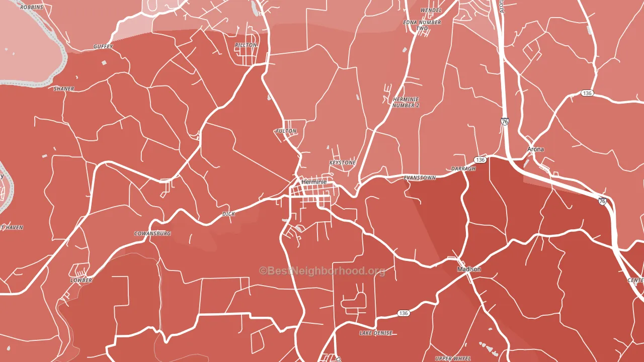 Herminie, PA block-group political-lean map