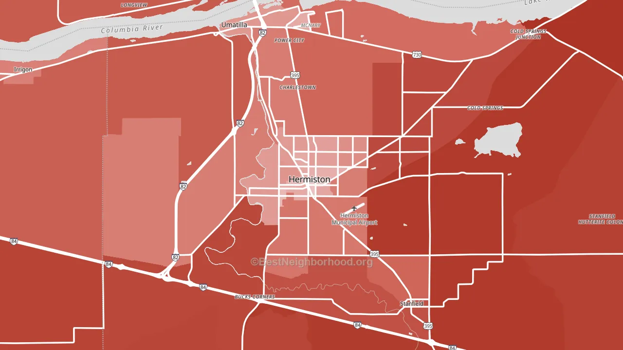 Hermiston, OR block-group political-lean map