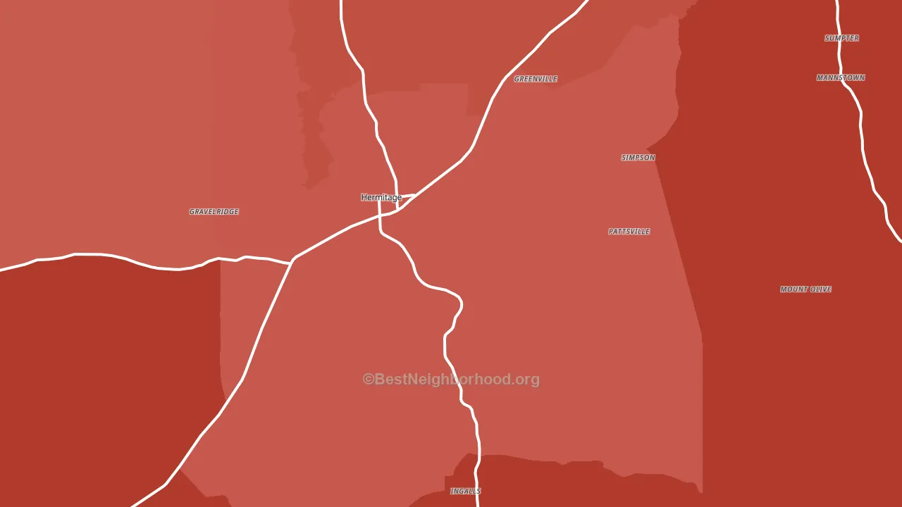 Hermitage, AR block-group political-lean map