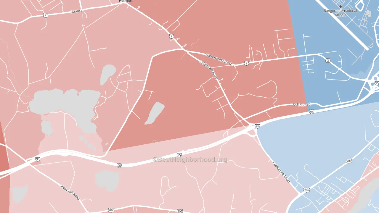 Hermon Center, ME block-group political-lean map