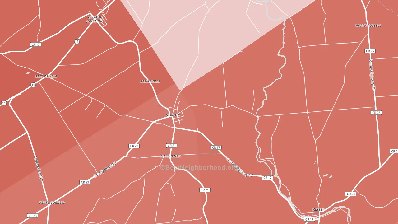 Hermon, NY block-group political-lean map