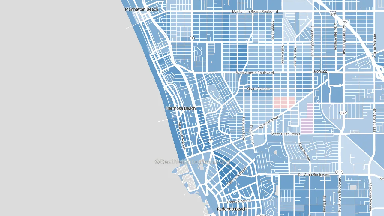 Hermosa Beach, CA block-group political-lean map