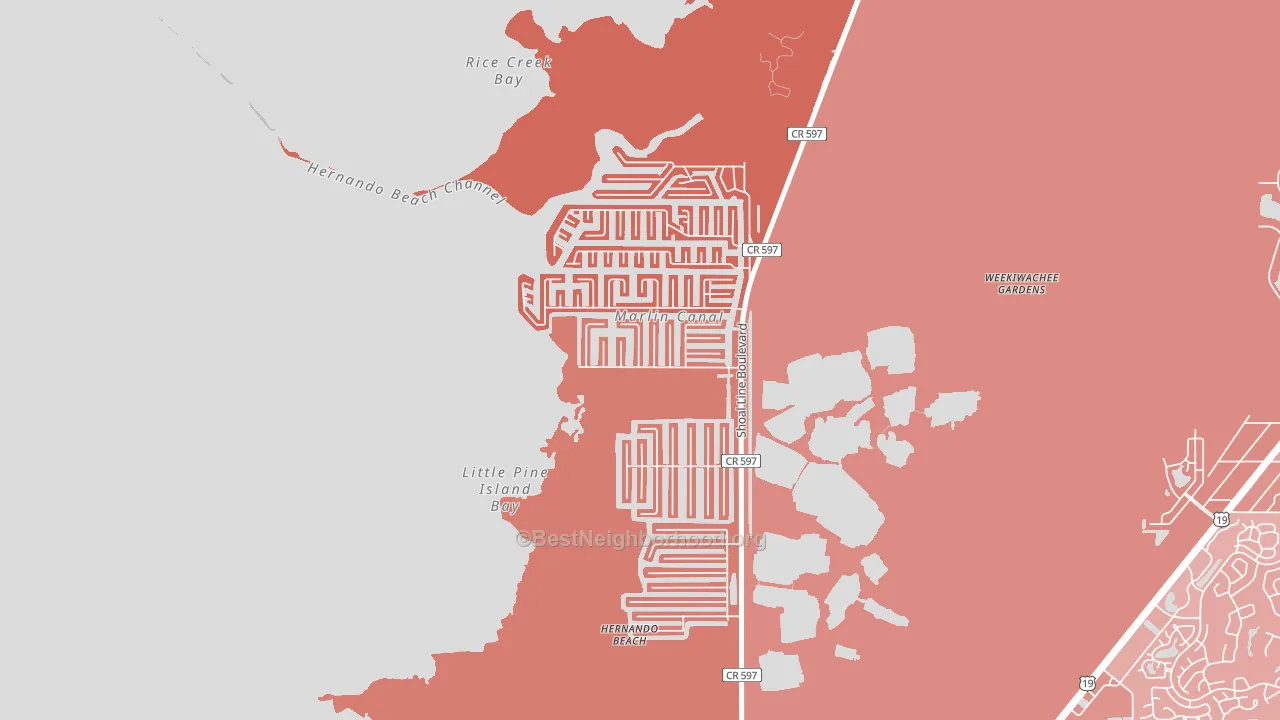 Hernando Beach, FL block-group political-lean map