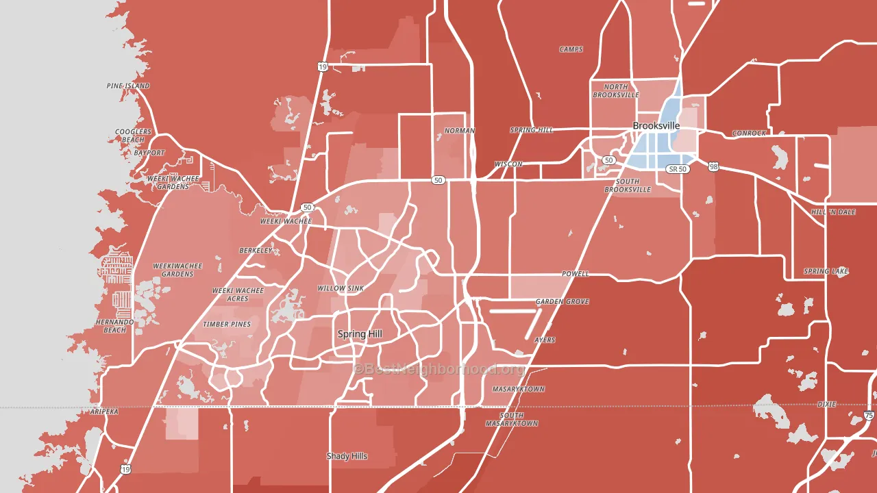 Hernando County, FL block-group political-lean map