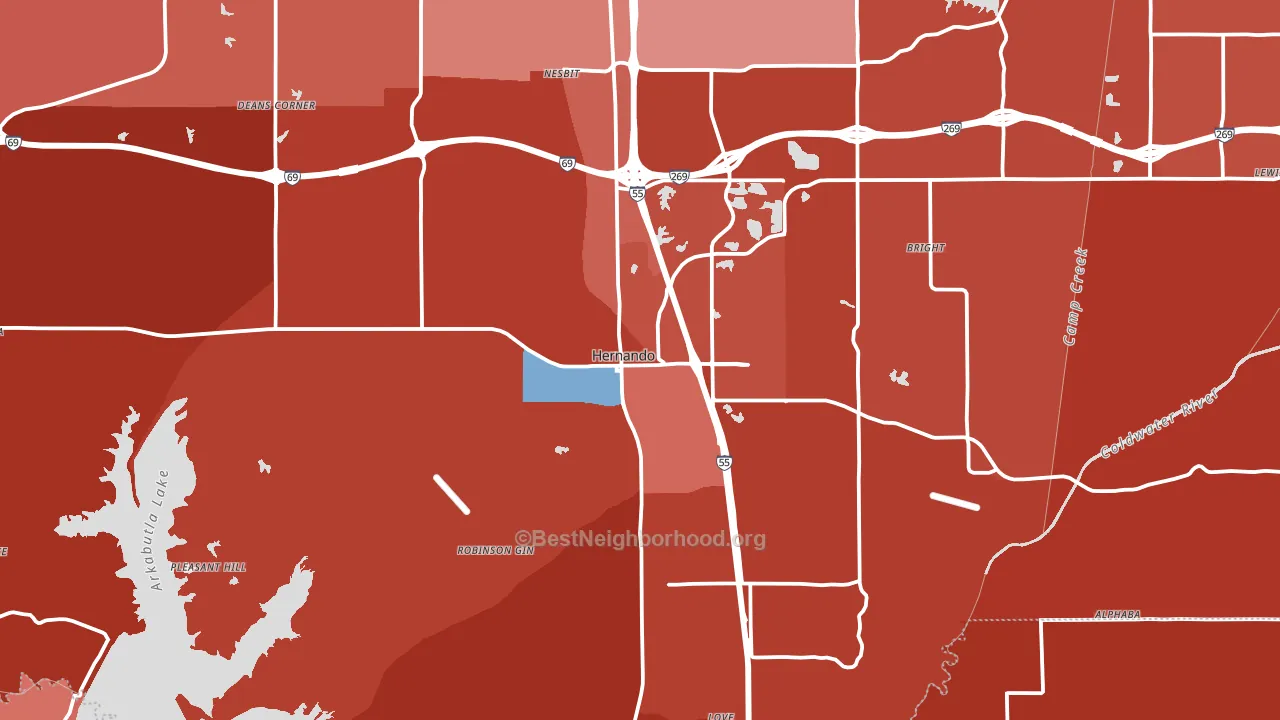 Hernando, MS block-group political-lean map