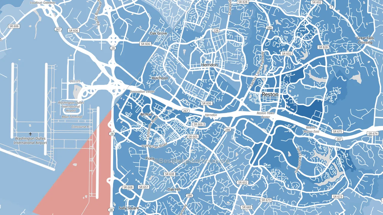 Herndon, VA block-group political-lean map