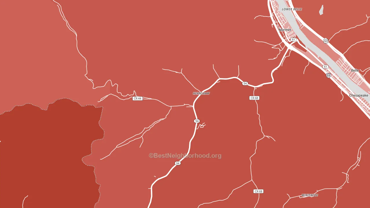 Hernshaw, WV block-group political-lean map