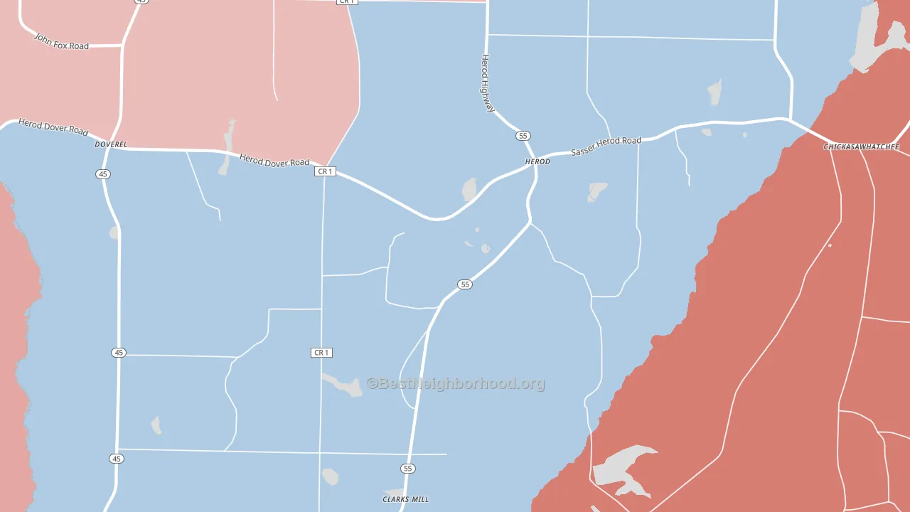 Herod, GA block-group political-lean map