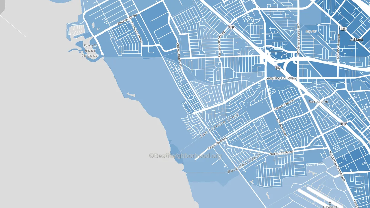 Heron Bay, San Leandro, CA block-group political-lean map