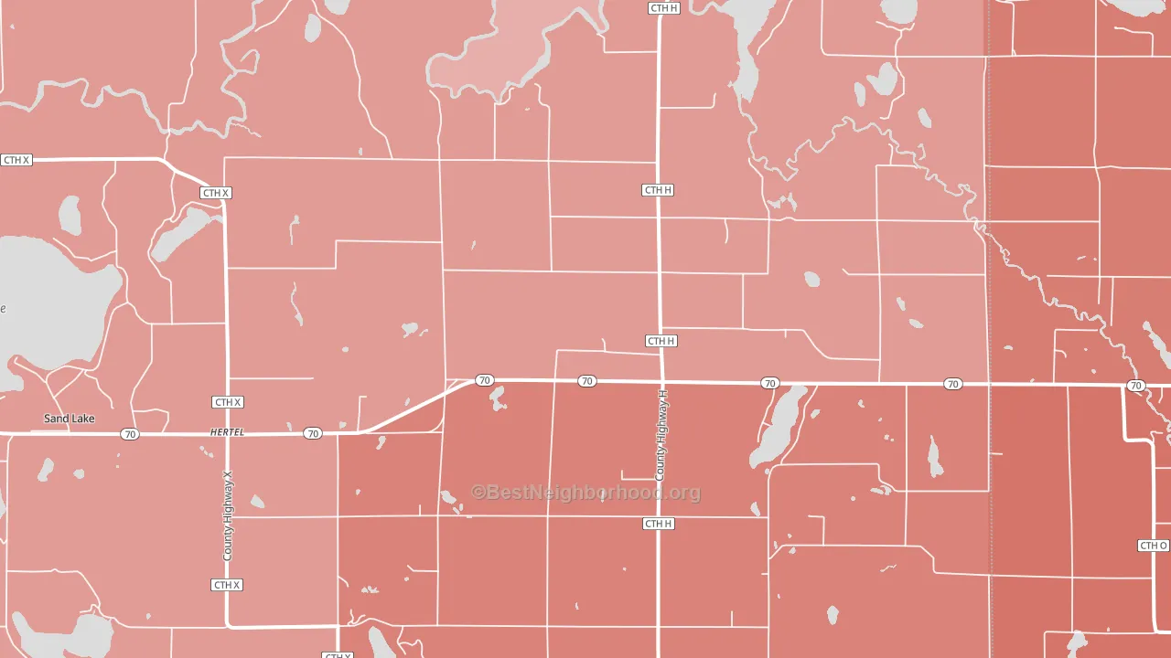 Hertel, WI block-group political-lean map