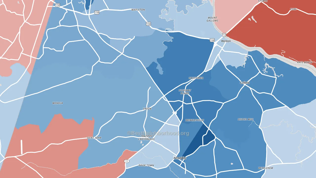 Hertford County, NC block-group political-lean map