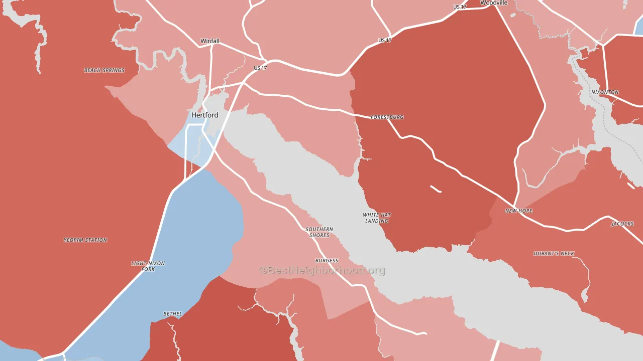 Hertford, NC block-group political-lean map