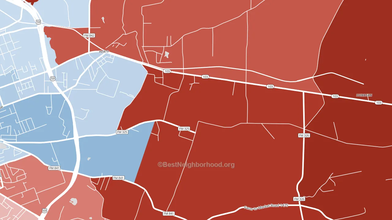 Herty, TX block-group political-lean map