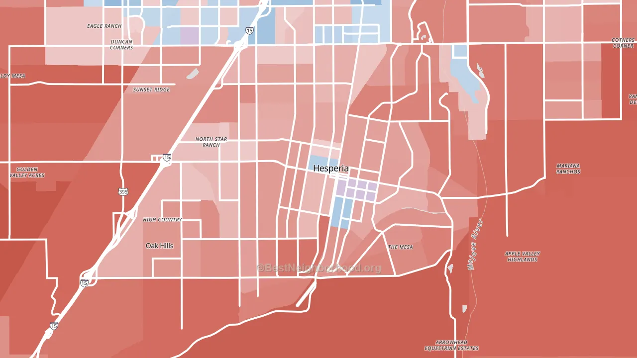 Hesperia, CA block-group political-lean map