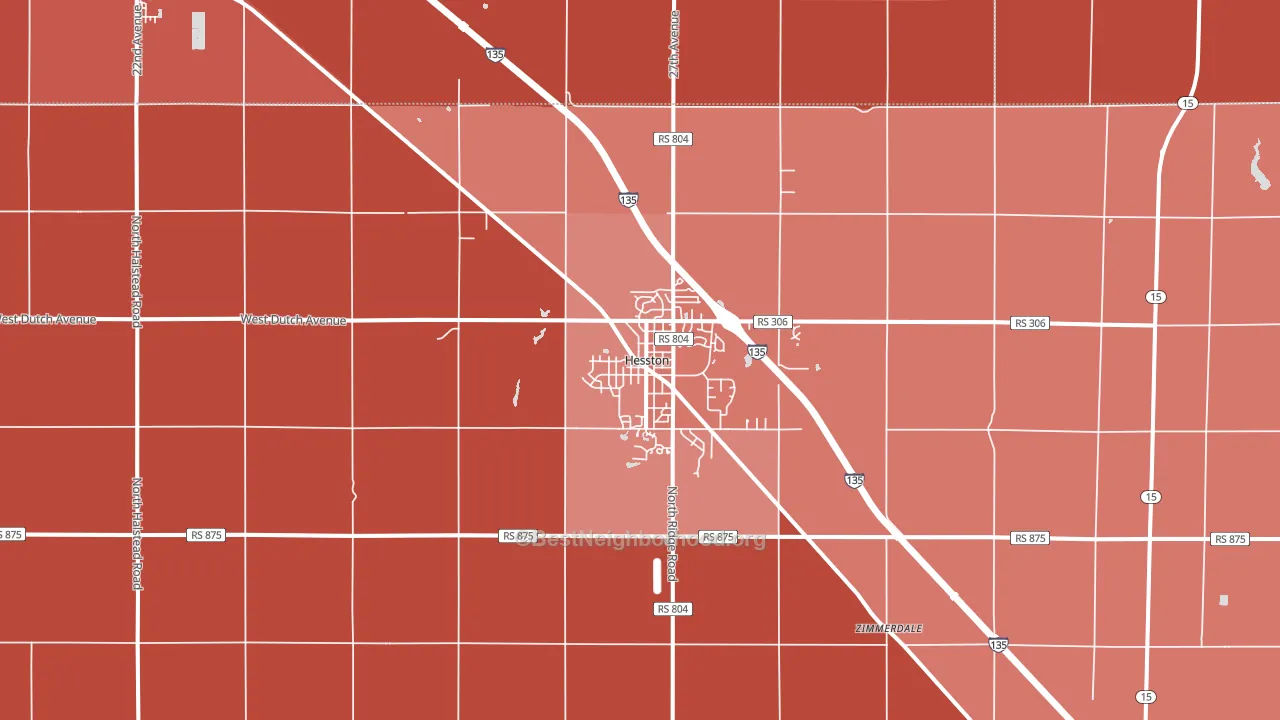 Hesston, KS block-group political-lean map