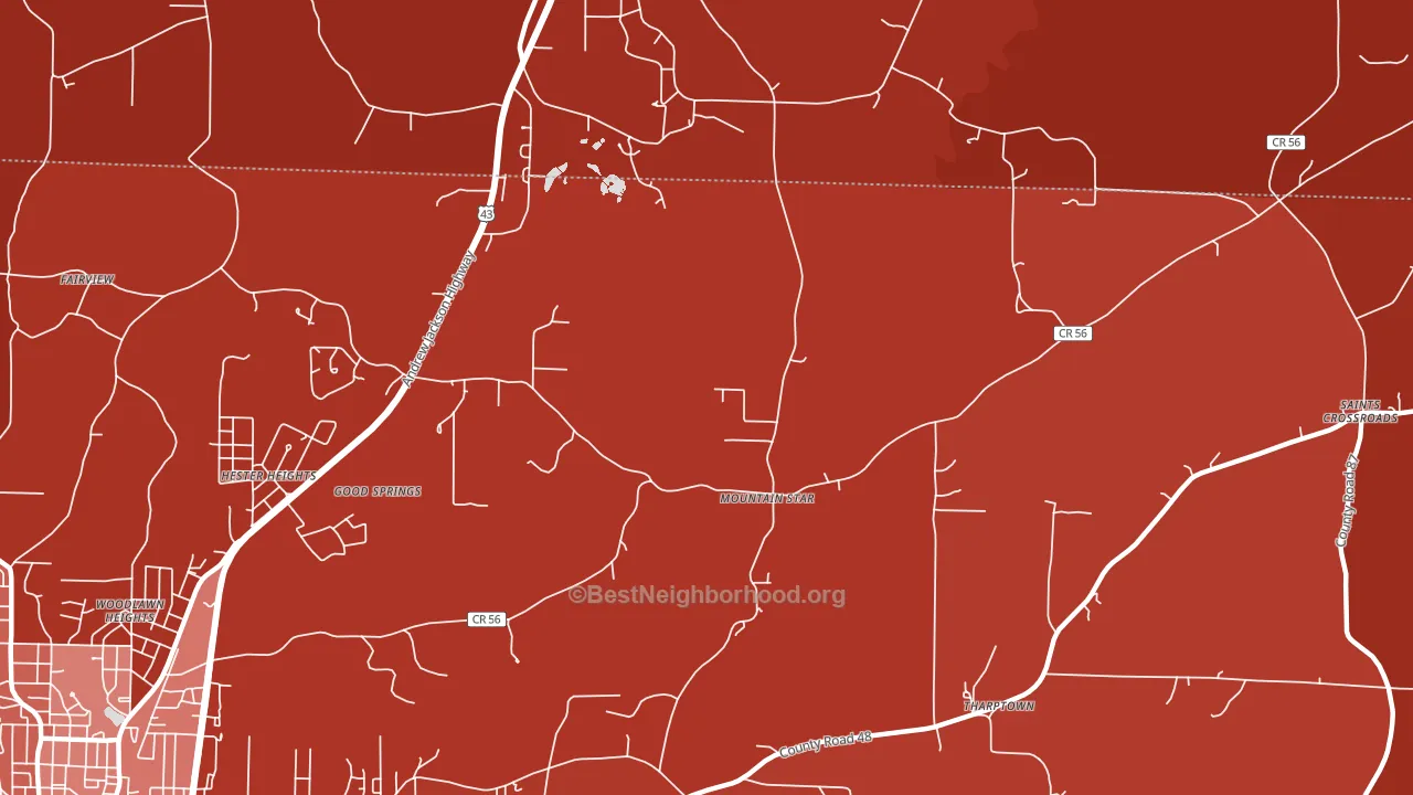 Hester Heights, AL block-group political-lean map