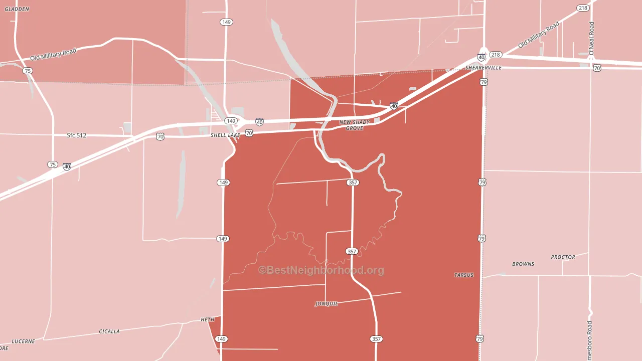 Heth, AR block-group political-lean map