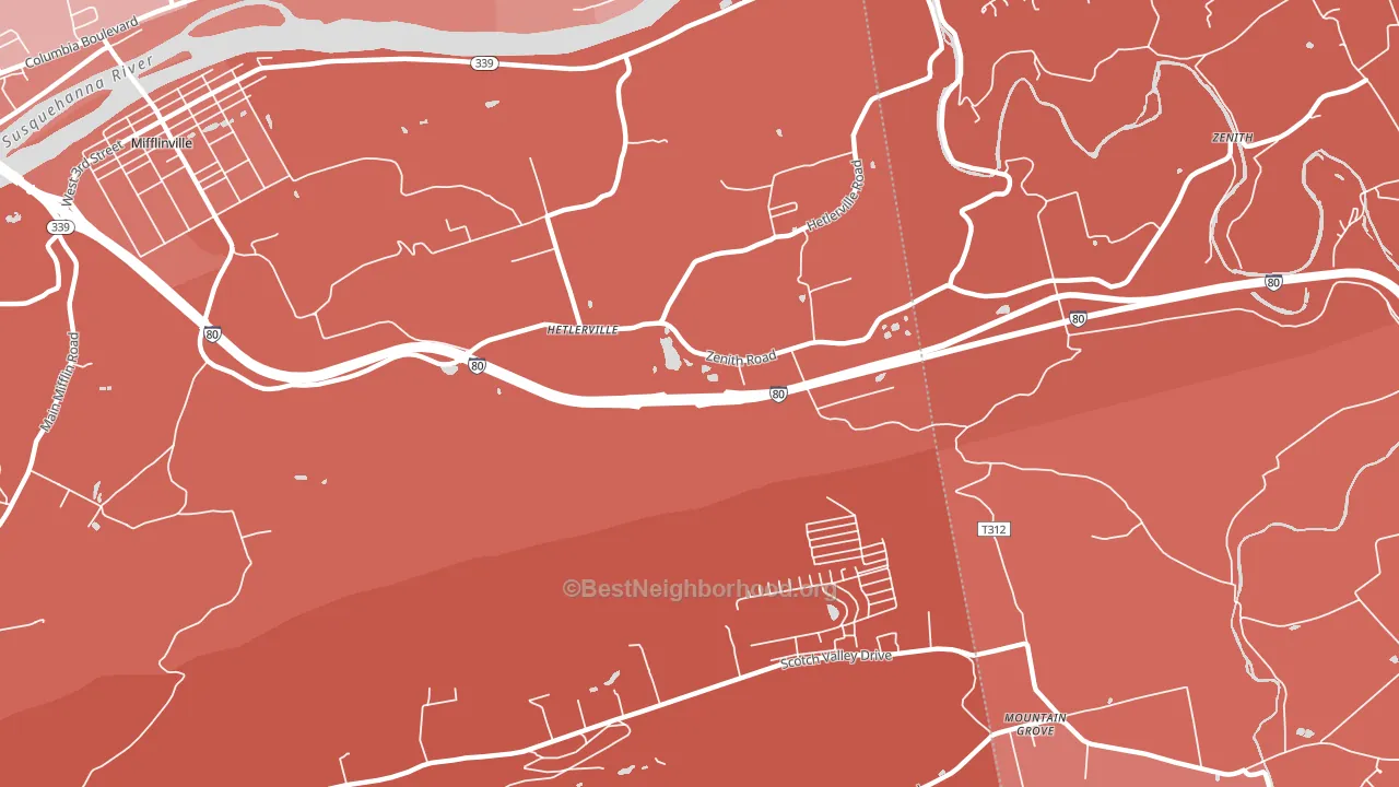 Hetlerville, PA block-group political-lean map