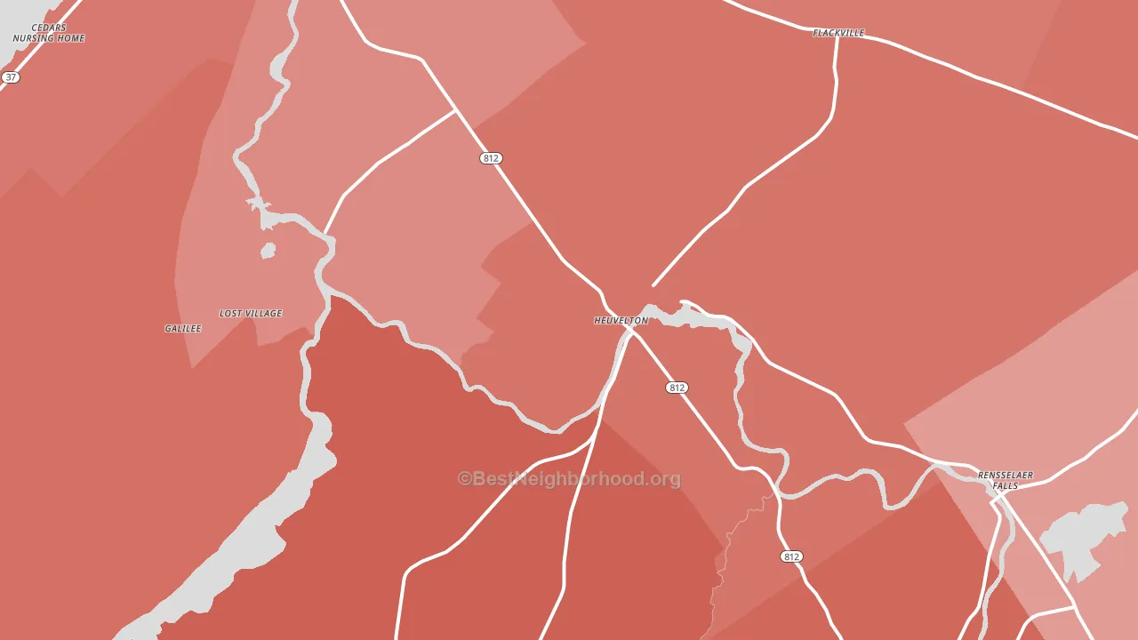 Heuvelton, NY block-group political-lean map