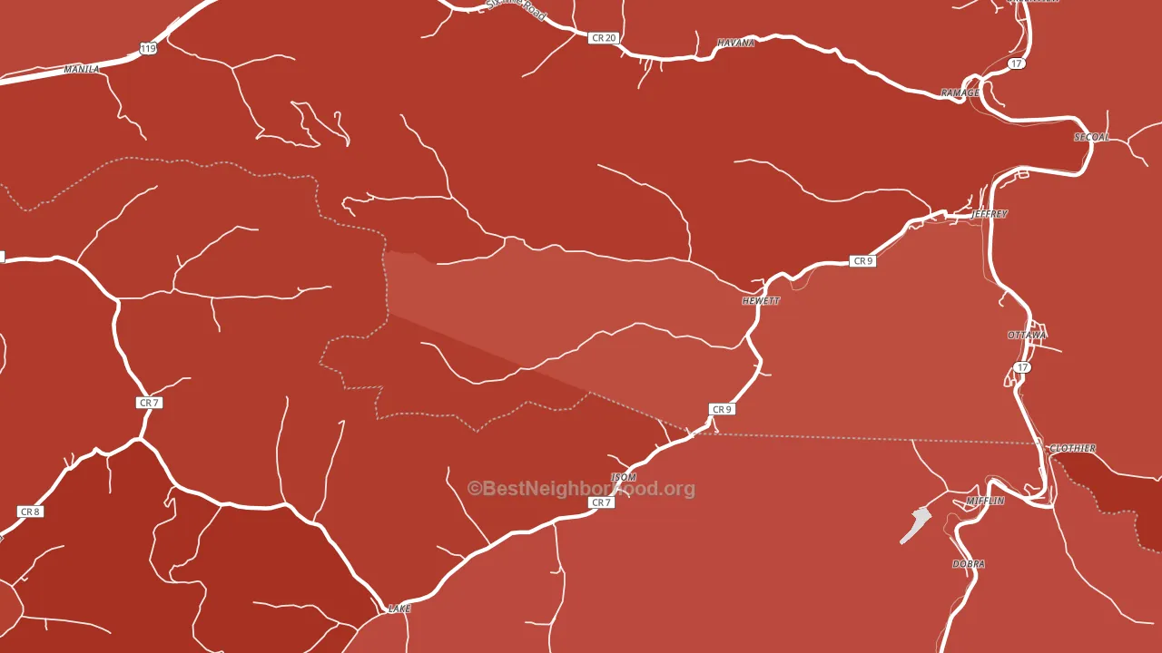 Hewett, WV block-group political-lean map