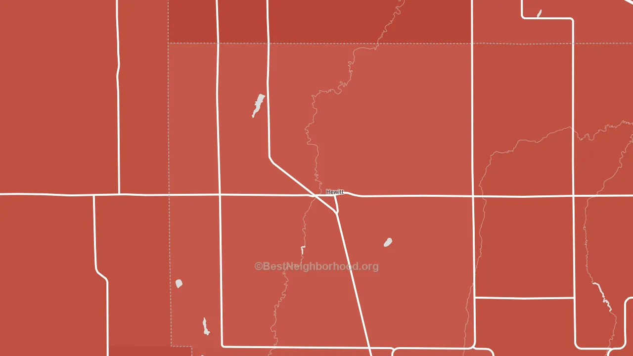 Hewitt, MN block-group political-lean map