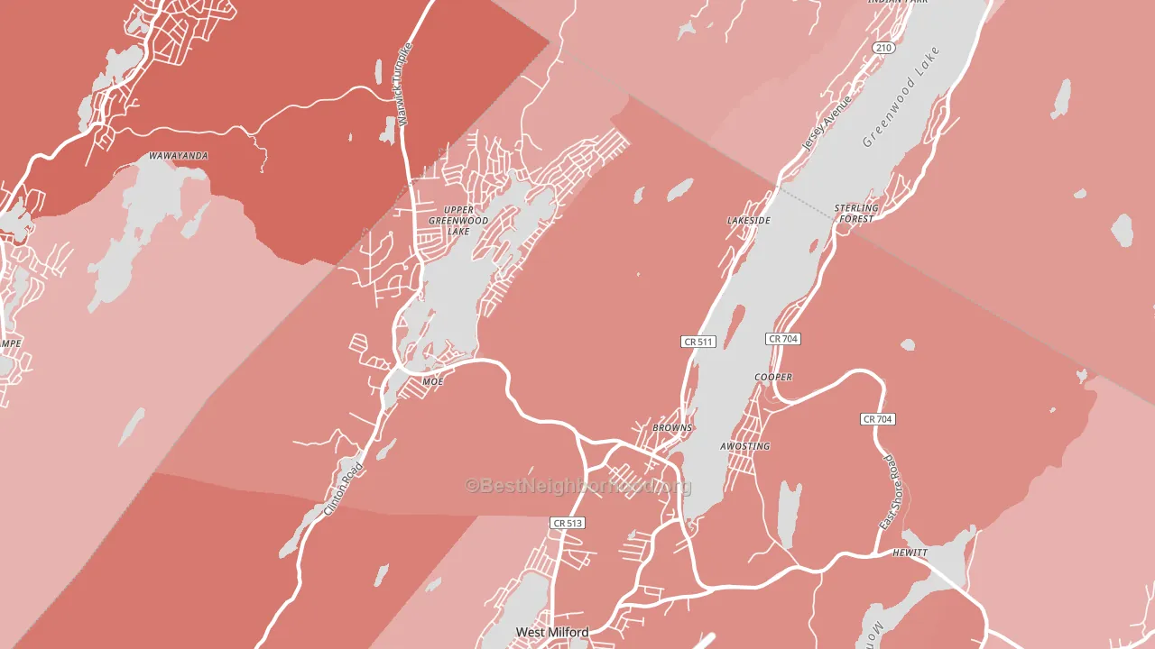 Hewitt, NJ block-group political-lean map