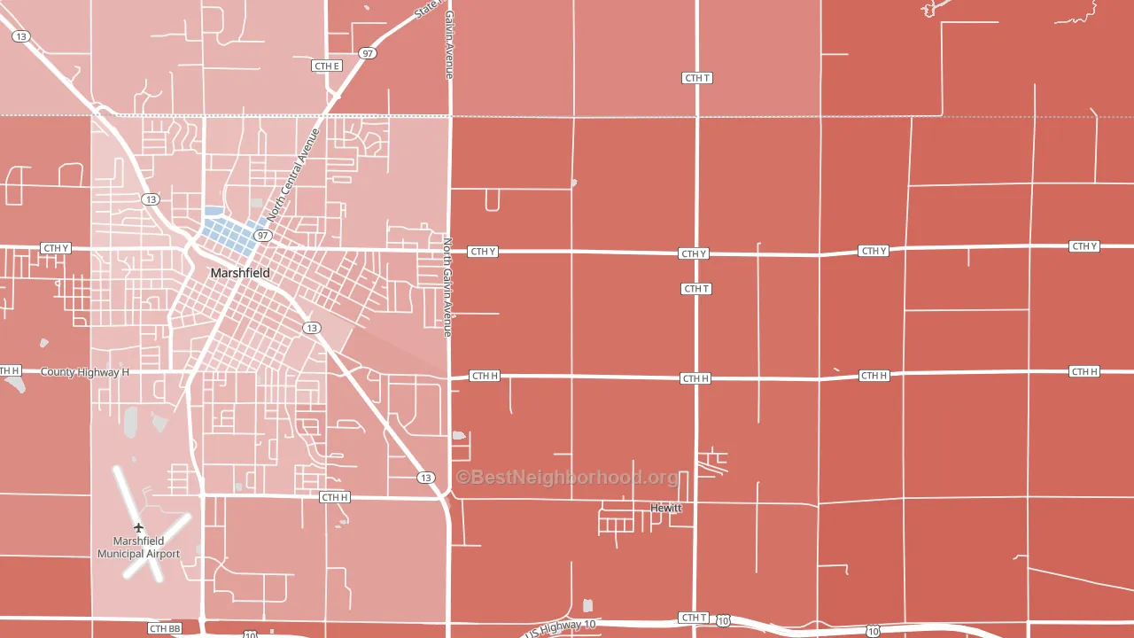 Hewitt, WI block-group political-lean map