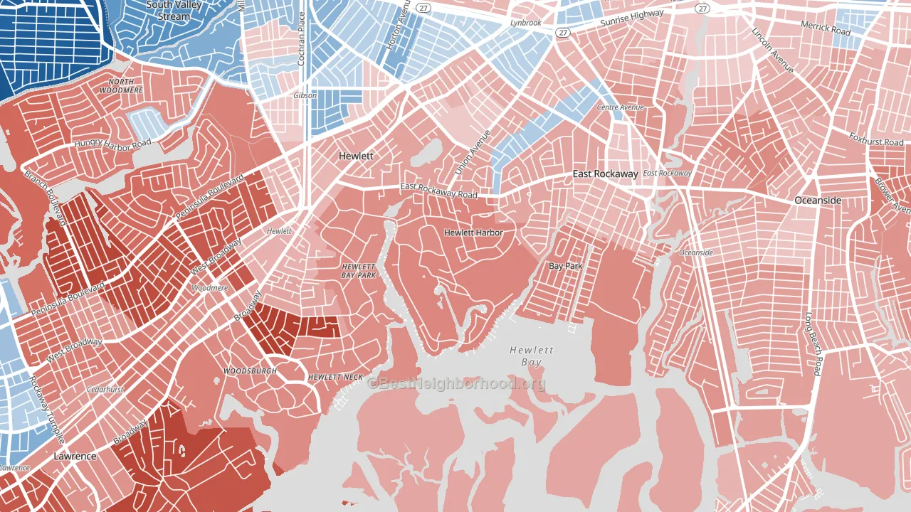 Hewlett Harbor, NY block-group political-lean map