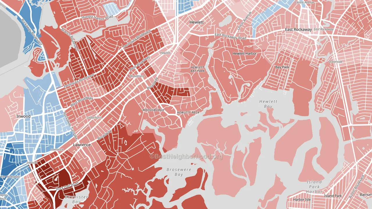 Hewlett Neck, NY block-group political-lean map