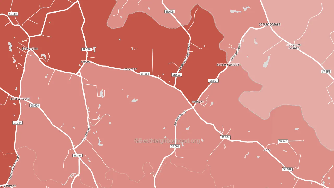 Hewlett, VA block-group political-lean map