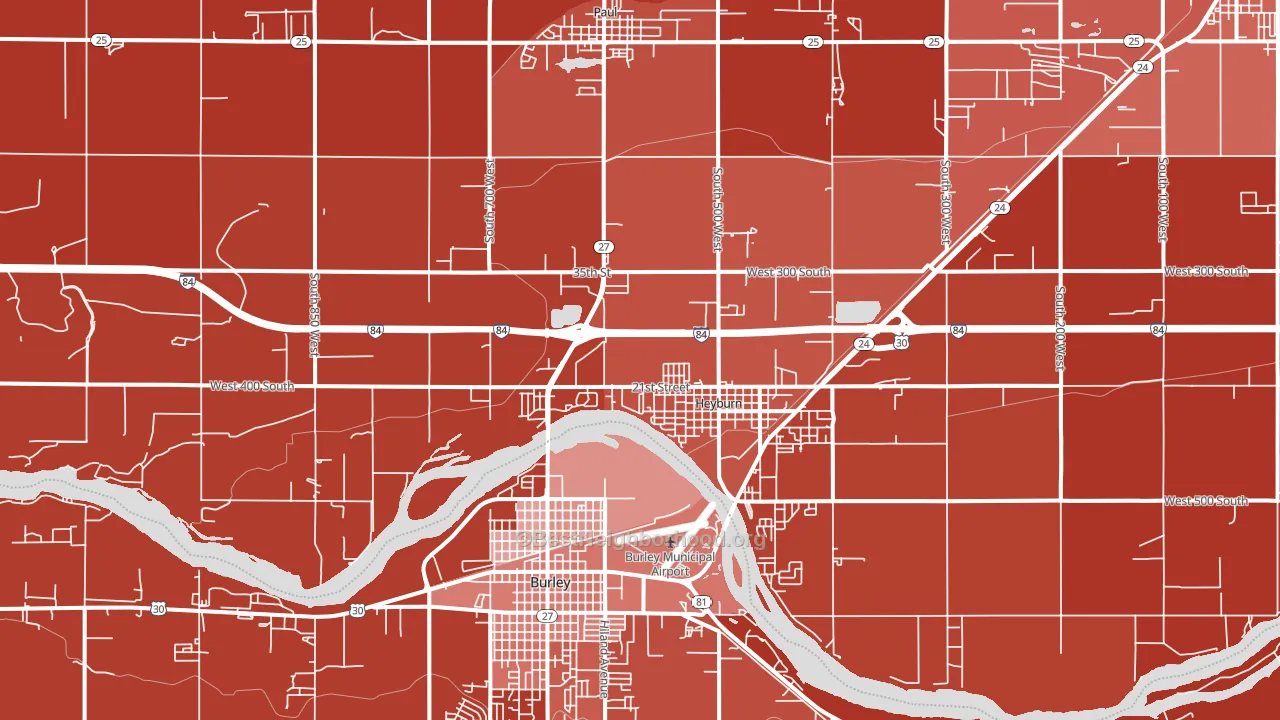 Heyburn, ID block-group political-lean map