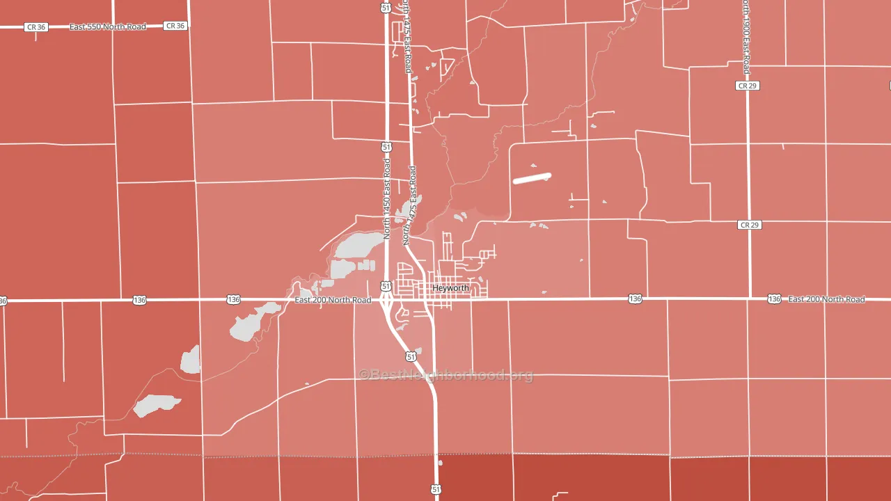 Heyworth, IL block-group political-lean map