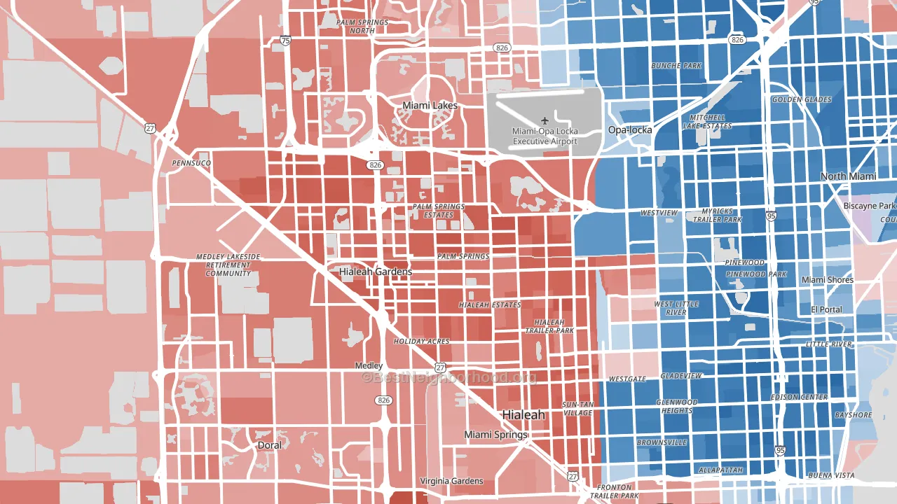 Hialeah, FL block-group political-lean map
