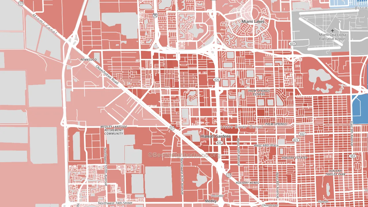 Hialeah Gardens, FL block-group political-lean map
