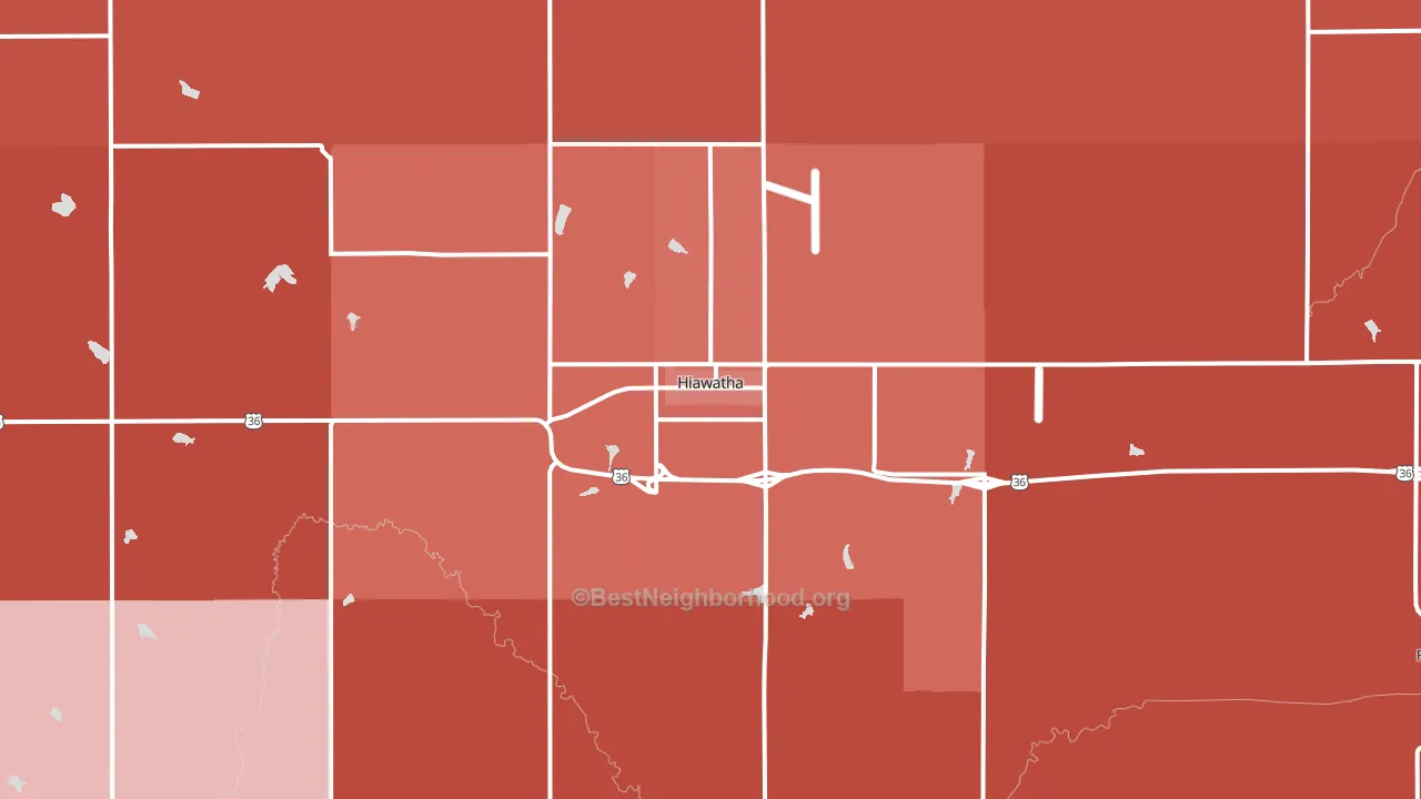 Hiawatha, KS block-group political-lean map