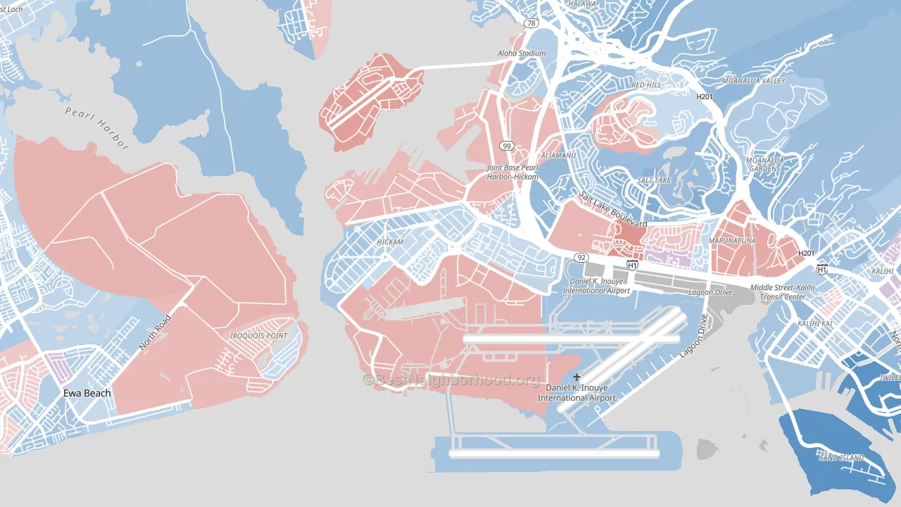 Hickam Housing, HI block-group political-lean map