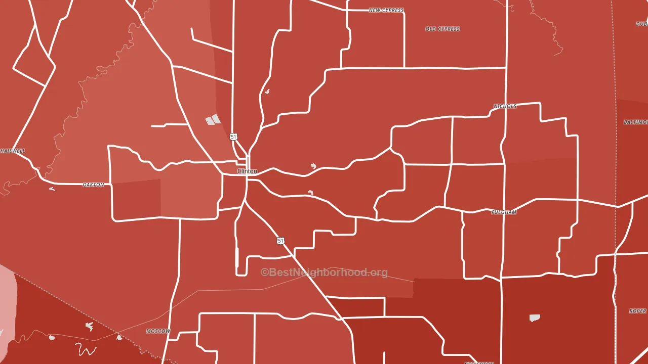 Hickman County, KY block-group political-lean map