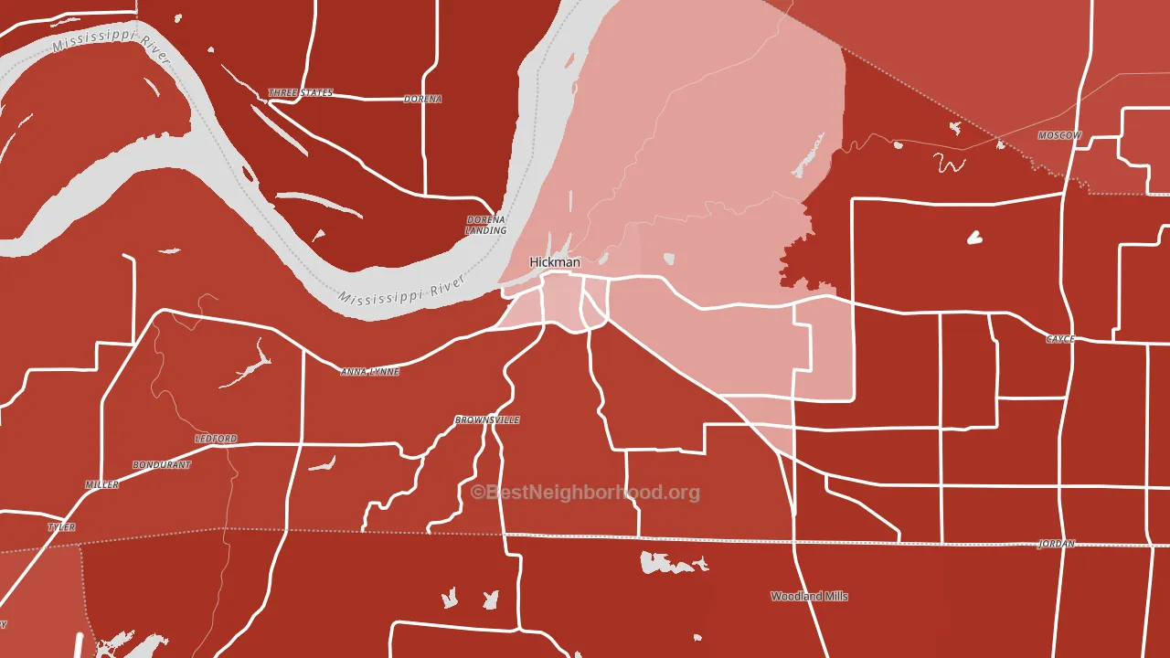 Hickman, KY block-group political-lean map