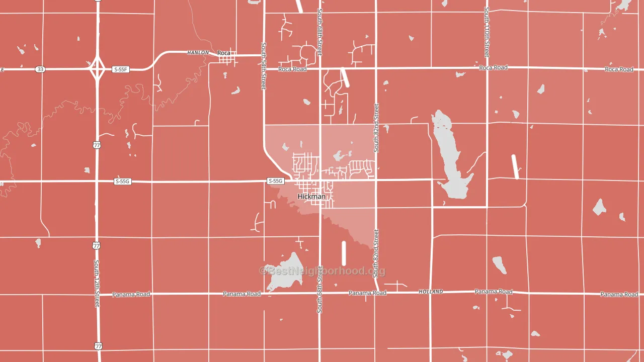 Hickman, NE block-group political-lean map