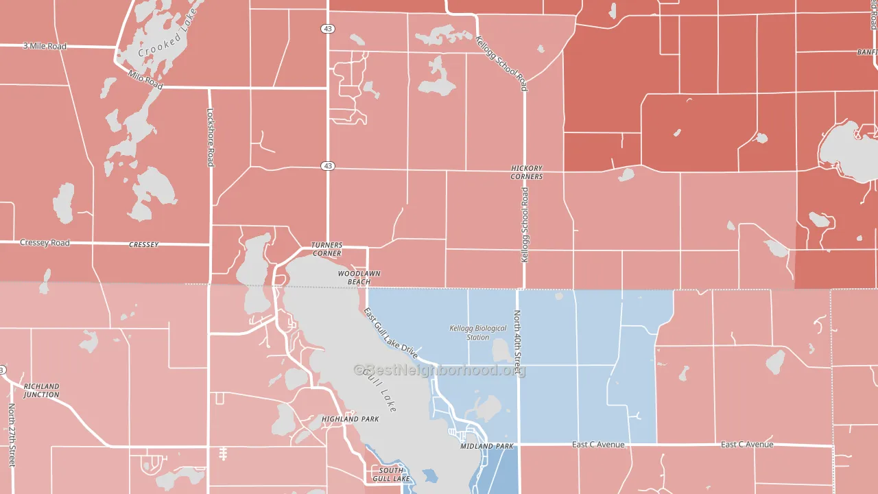 Hickory Corners, MI block-group political-lean map
