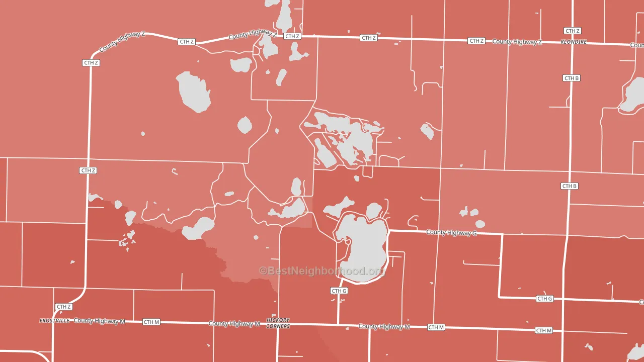Hickory Corners, WI block-group political-lean map