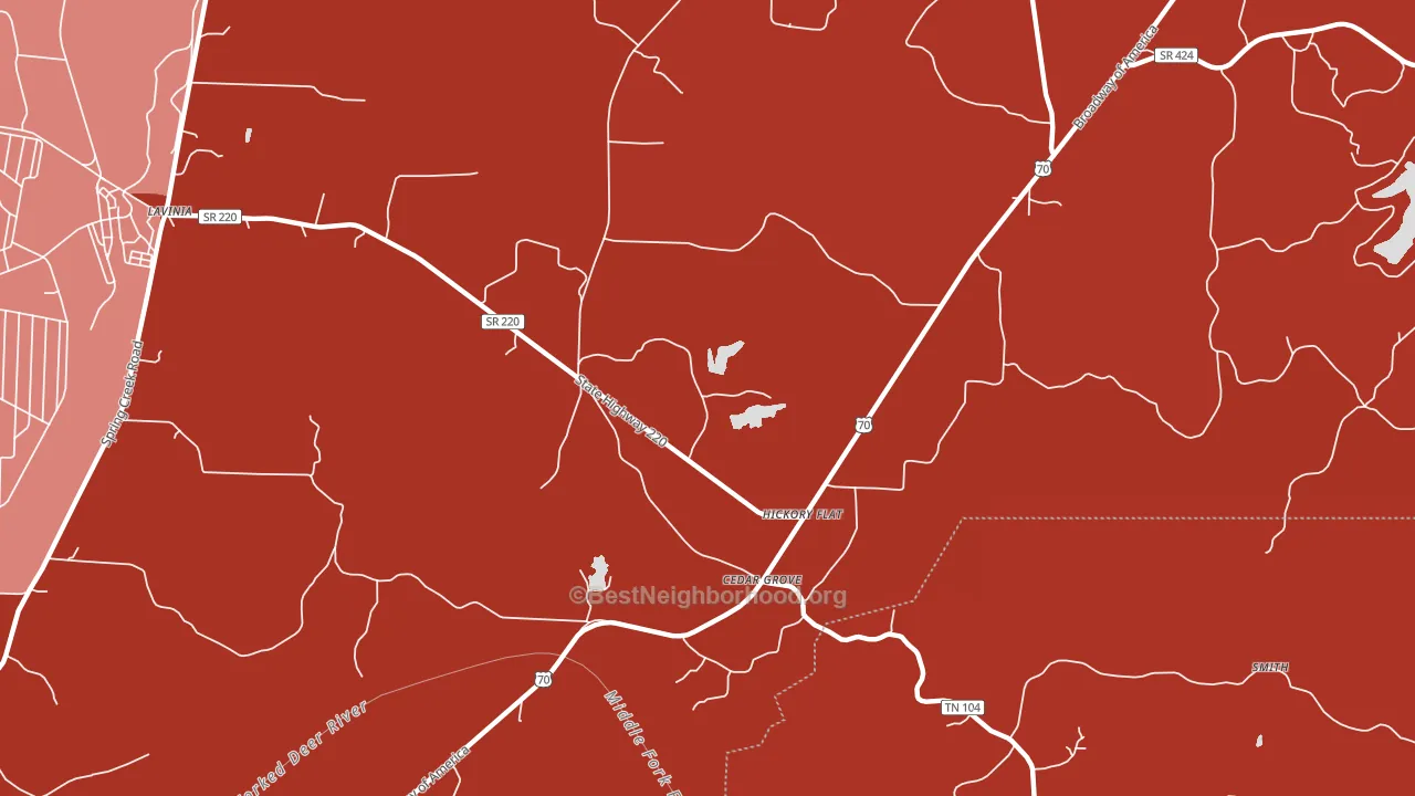 Hickory Flat, TN block-group political-lean map
