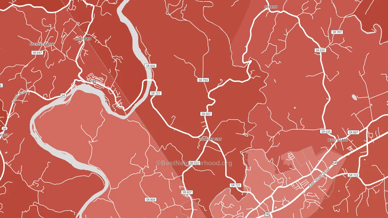Hickory Flat, VA block-group political-lean map