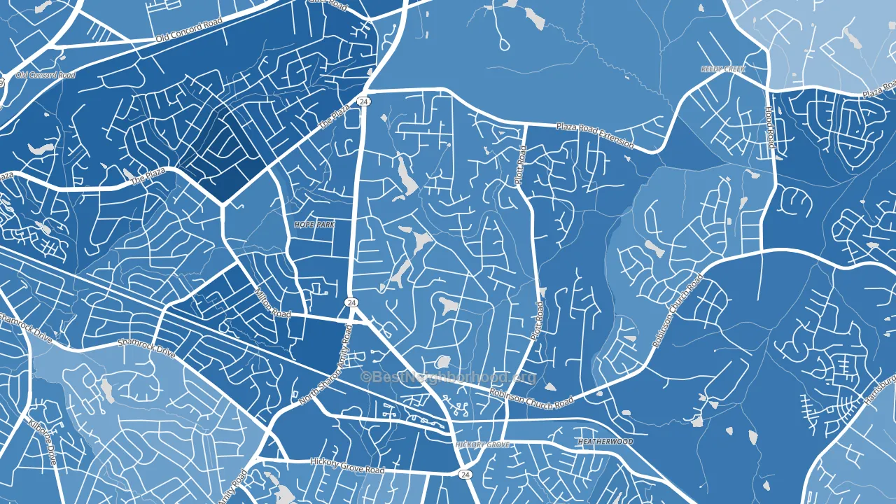 Hickory Grove, Charlotte, NC block-group political-lean map